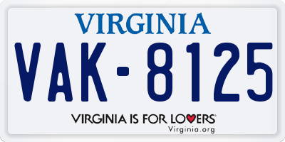 VA license plate VAK8125