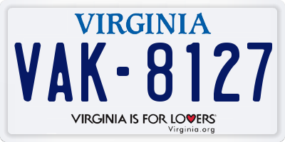 VA license plate VAK8127