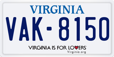 VA license plate VAK8150