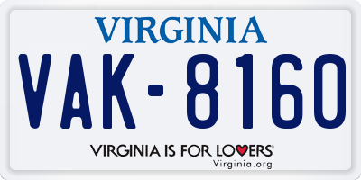 VA license plate VAK8160