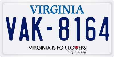 VA license plate VAK8164