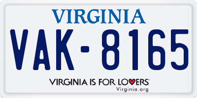 VA license plate VAK8165