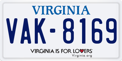 VA license plate VAK8169