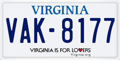 VA license plate VAK8177