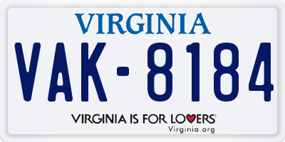 VA license plate VAK8184