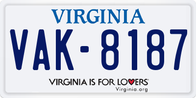 VA license plate VAK8187