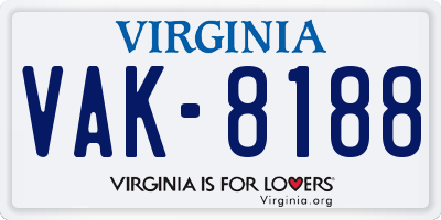 VA license plate VAK8188