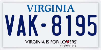 VA license plate VAK8195