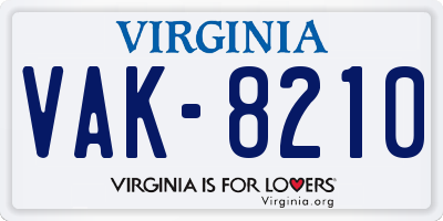 VA license plate VAK8210