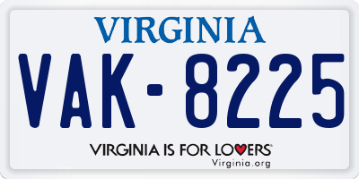 VA license plate VAK8225