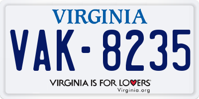 VA license plate VAK8235