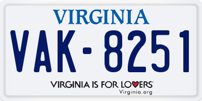 VA license plate VAK8251