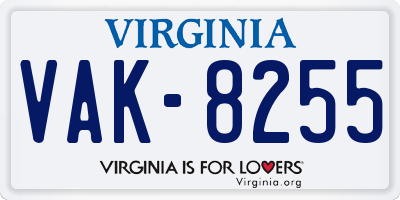 VA license plate VAK8255