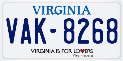 VA license plate VAK8268