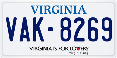 VA license plate VAK8269