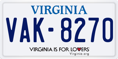 VA license plate VAK8270