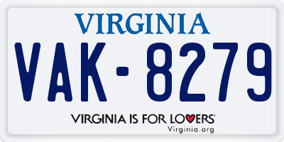 VA license plate VAK8279
