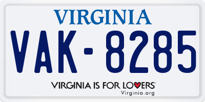 VA license plate VAK8285