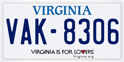VA license plate VAK8306