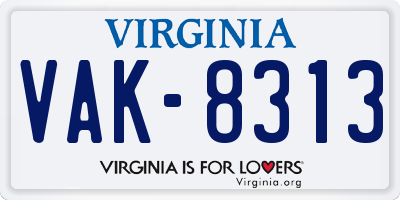 VA license plate VAK8313