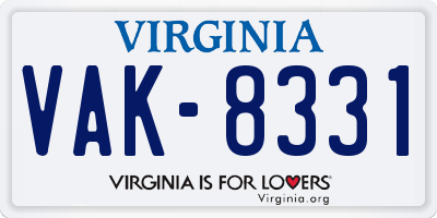 VA license plate VAK8331