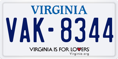 VA license plate VAK8344