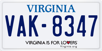 VA license plate VAK8347