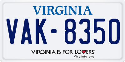VA license plate VAK8350
