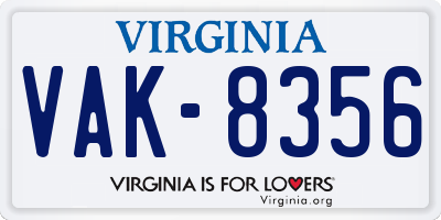 VA license plate VAK8356