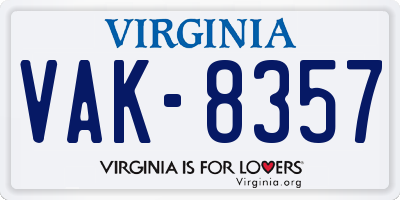 VA license plate VAK8357