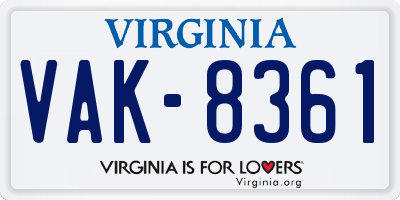 VA license plate VAK8361