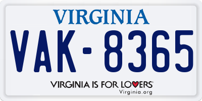 VA license plate VAK8365