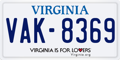 VA license plate VAK8369