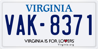 VA license plate VAK8371
