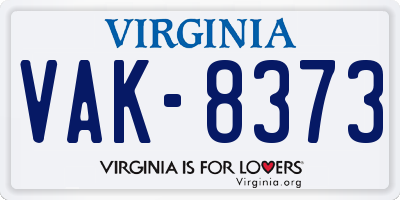 VA license plate VAK8373