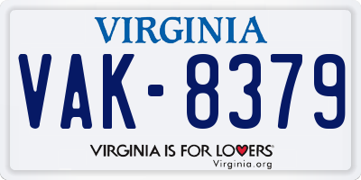 VA license plate VAK8379