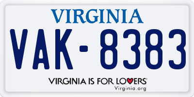 VA license plate VAK8383