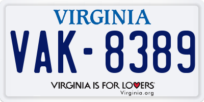 VA license plate VAK8389