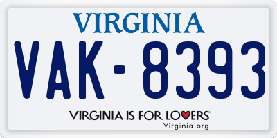 VA license plate VAK8393