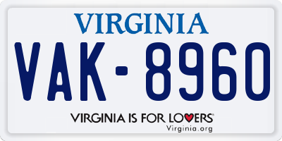 VA license plate VAK8960