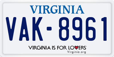 VA license plate VAK8961