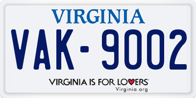 VA license plate VAK9002
