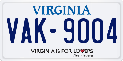 VA license plate VAK9004
