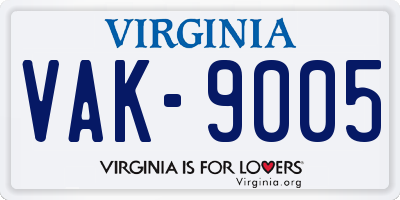 VA license plate VAK9005