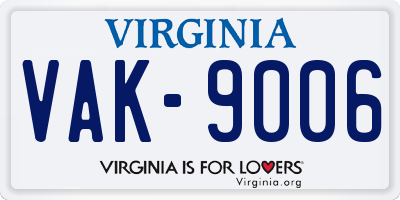 VA license plate VAK9006