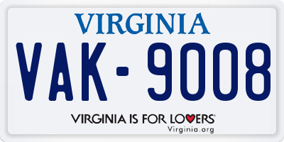 VA license plate VAK9008
