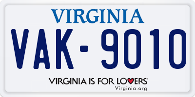 VA license plate VAK9010