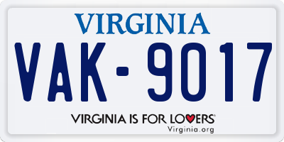 VA license plate VAK9017