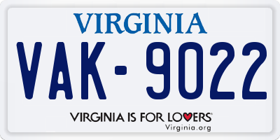 VA license plate VAK9022