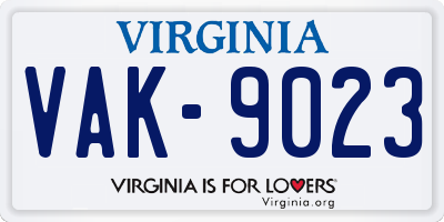 VA license plate VAK9023